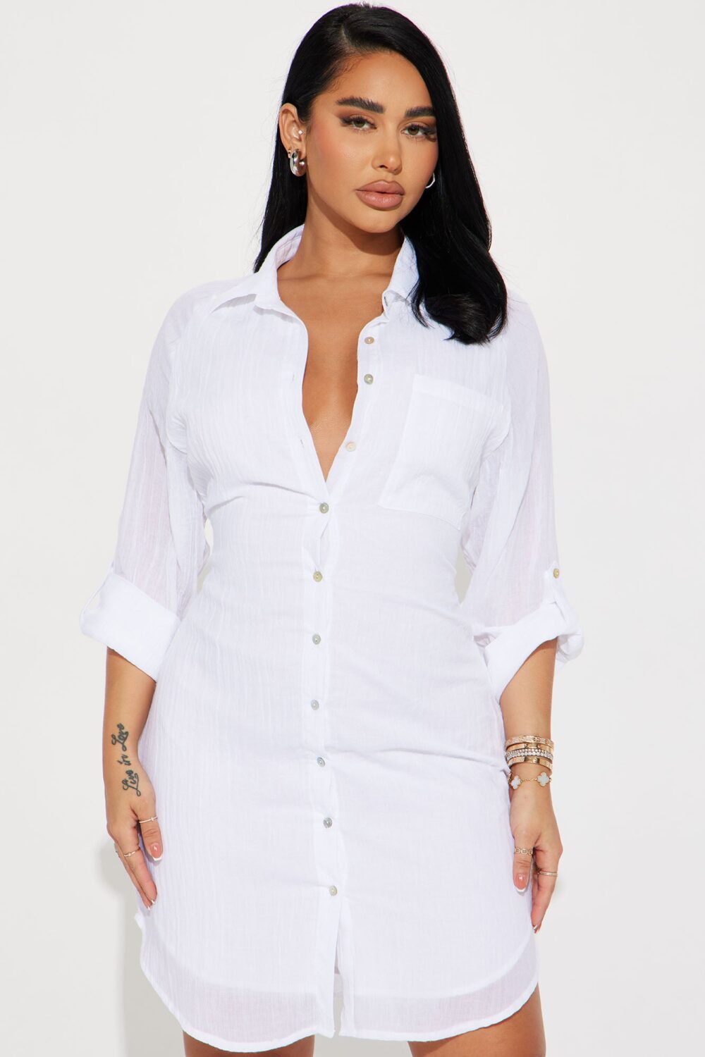 Out Of Office Mini Dress - White - Image 2